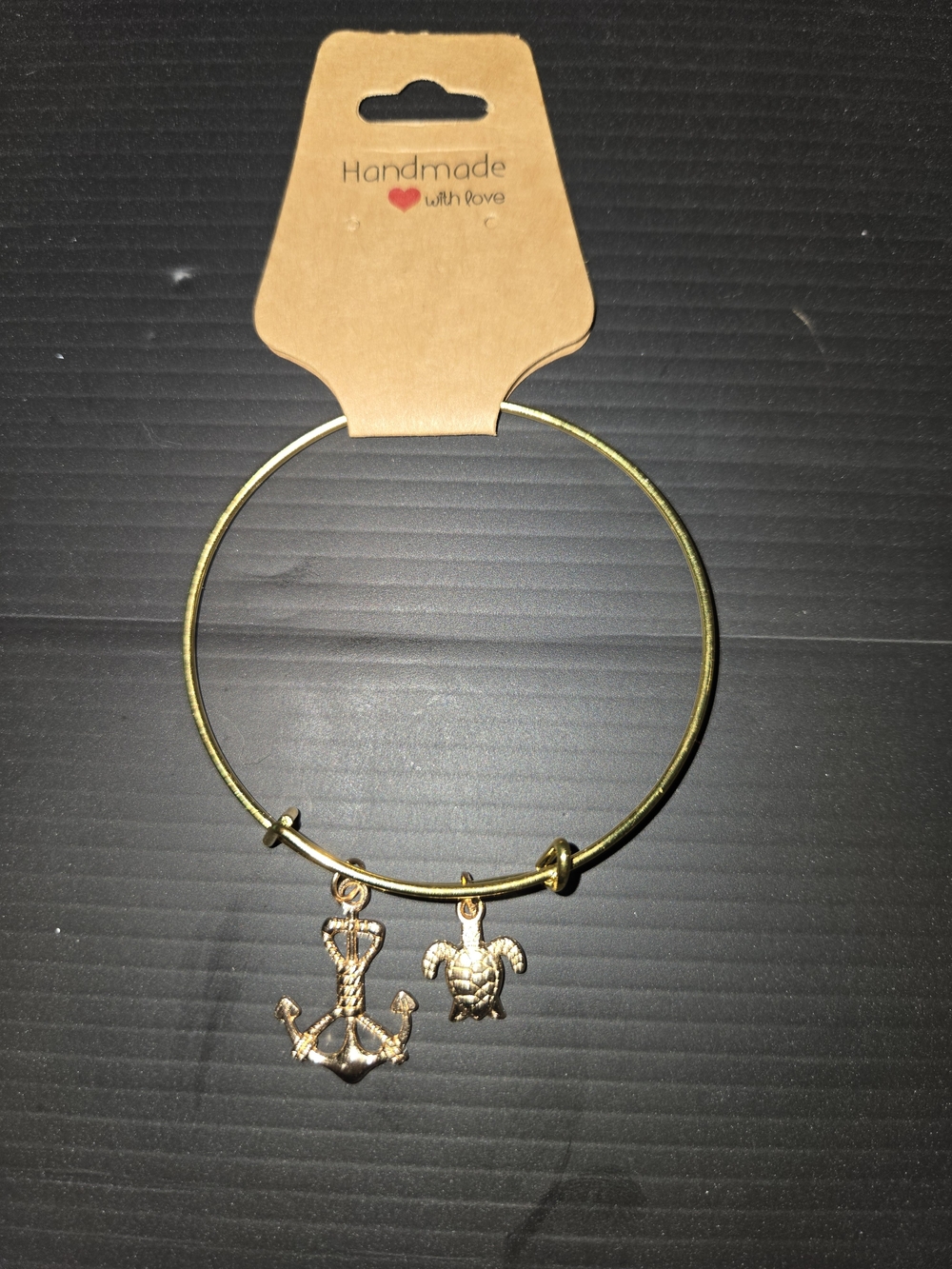 Handmade Gold Anchor & Turtle Charm Bracelet - Women Jewelry Bracelets